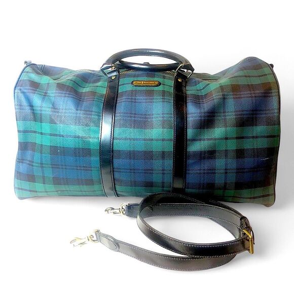 MRALPH LAUREN Black Watch Plaid Boston Overnight Travel Carry-On Duffle Bag 55cm - Picture 3 of 17